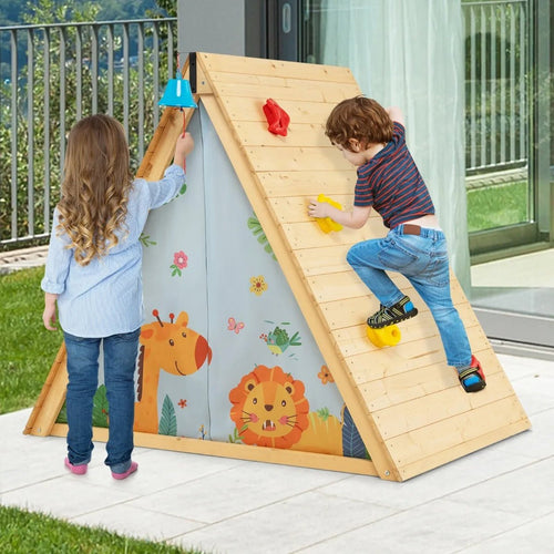 Buy 2 - in - 1 Children Climbing Playhouse with Front Bell and Window | for kids by Learning Bugs UK