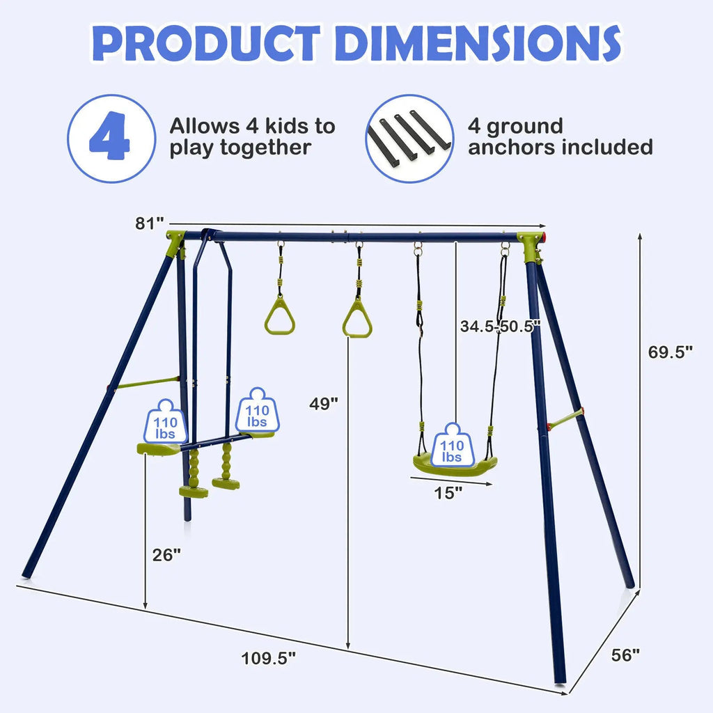 Buy 3 - in - 1 Multifunctional A - Frame Swing Set | for kids by Learning Bugs UK