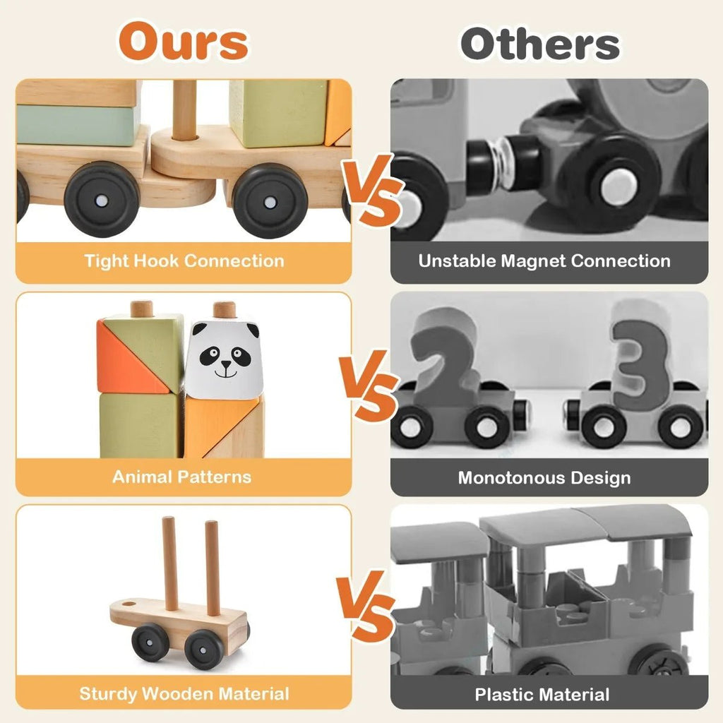 Buy 3 - Section Toy Train with Stackable Building Blocks | for kids by Learning Bugs UK