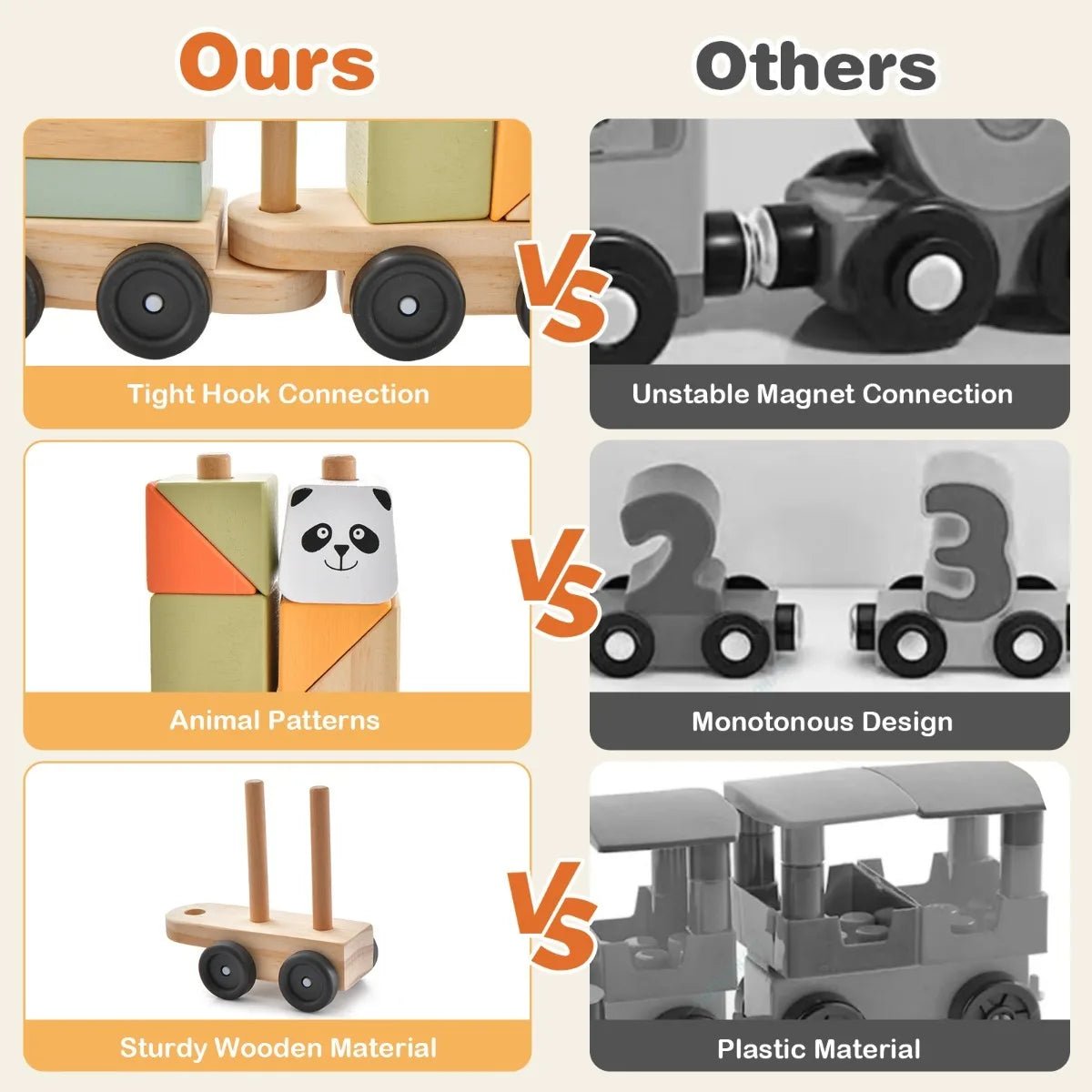 Buy 3 - Section Toy Train with Stackable Building Blocks | for kids by Learning Bugs UK