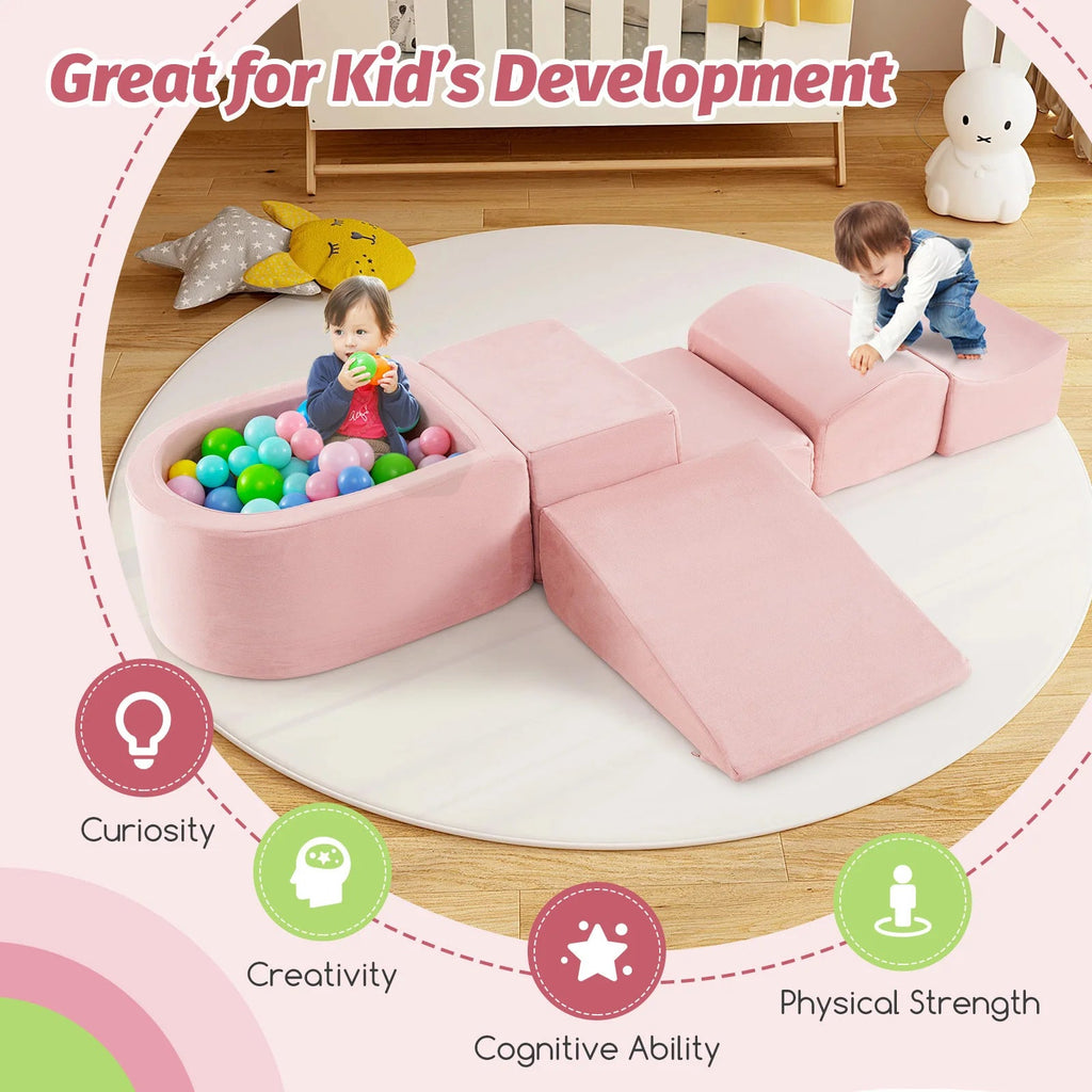 Buy 5 - Piece Climb and Crawl Playset with Ball Pit for Kids - Pink | for kids by Learning Bugs UK