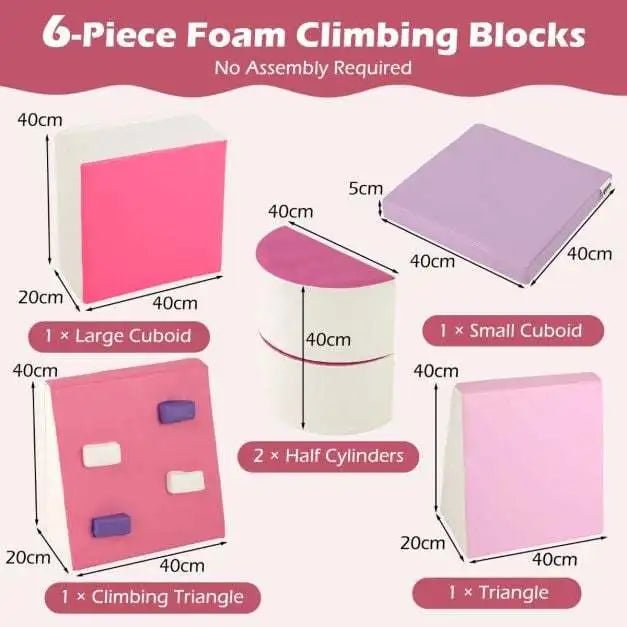 Buy 6 Piece Foam Climbing Toys for Toddlers with PU Leather Cover - Rose | for kids by Learning Bugs UK