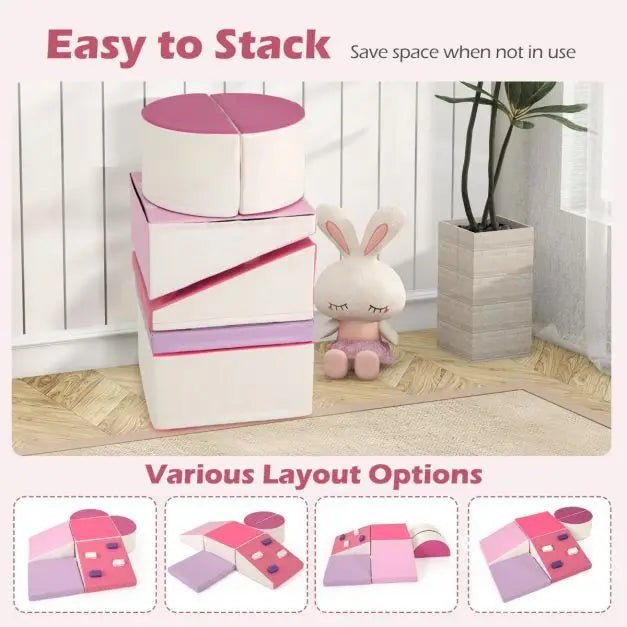 Buy 6 Piece Foam Climbing Toys for Toddlers with PU Leather Cover - Rose | for kids by Learning Bugs UK