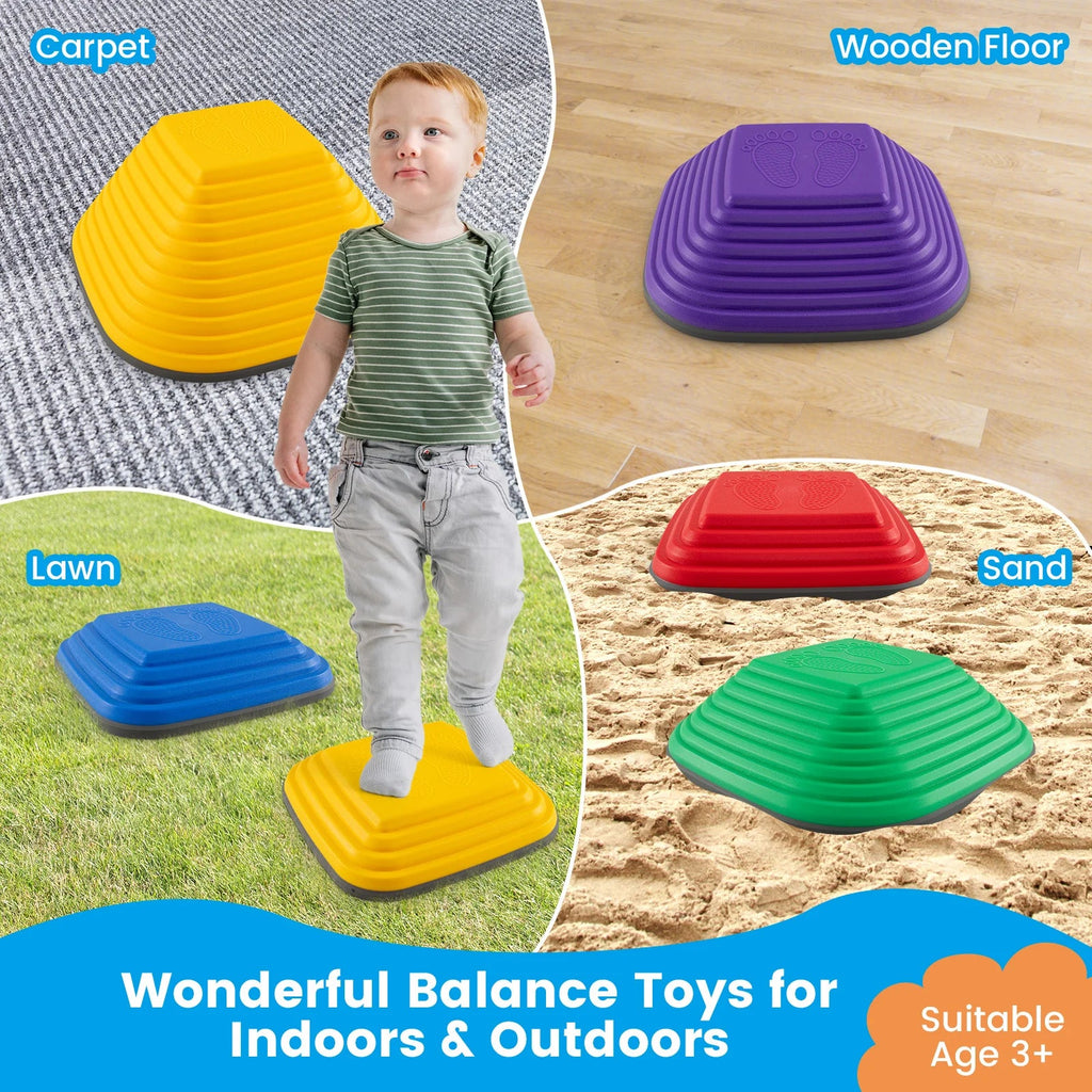 Buy 6 Pieces Kids Stepping Stone Non - Slip Square Toddler Balance Stones - Multicolor | for kids by Learning Bugs UK