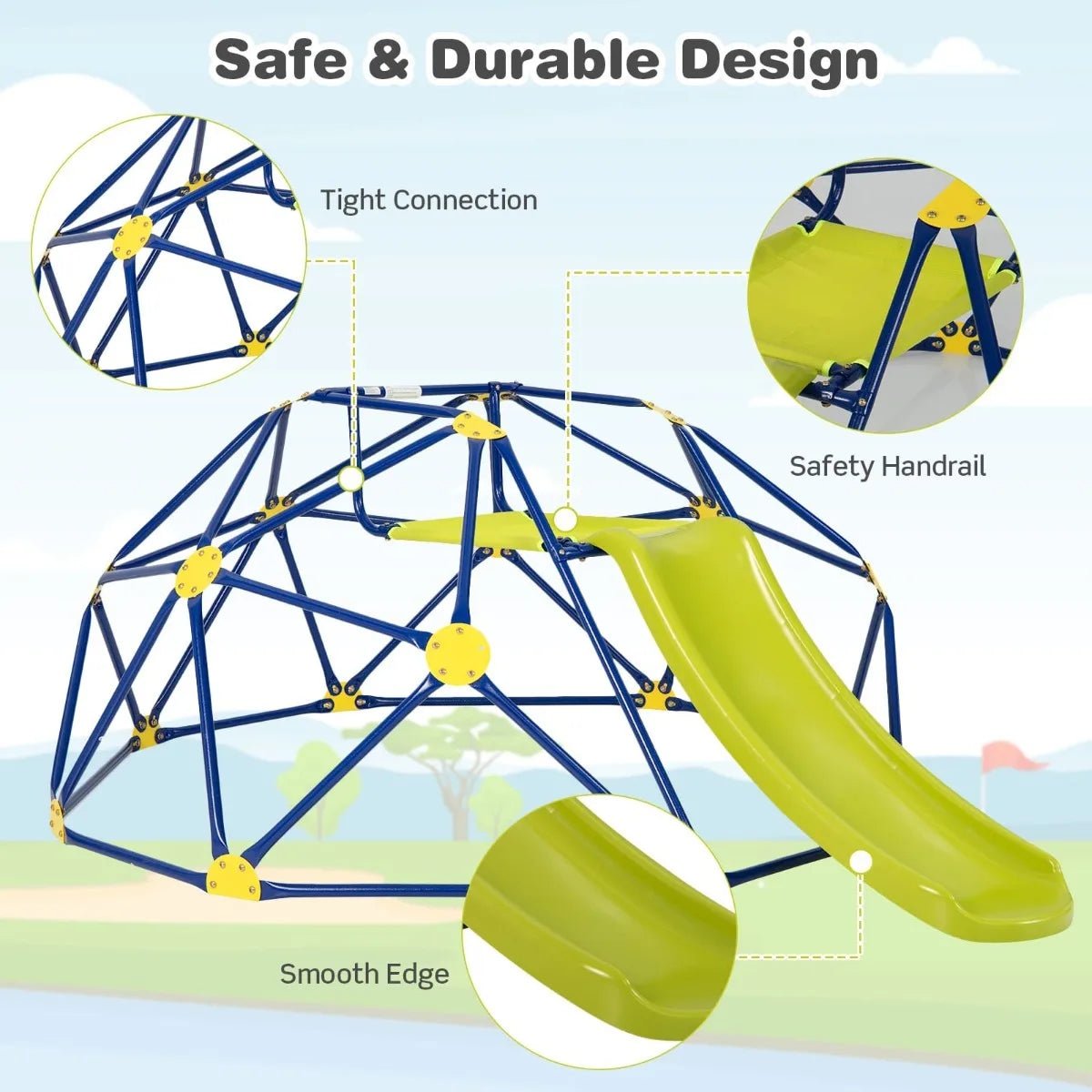Buy Geometric Dome Climber and Play Set with Slide - Green | for kids by Learning Bugs UK