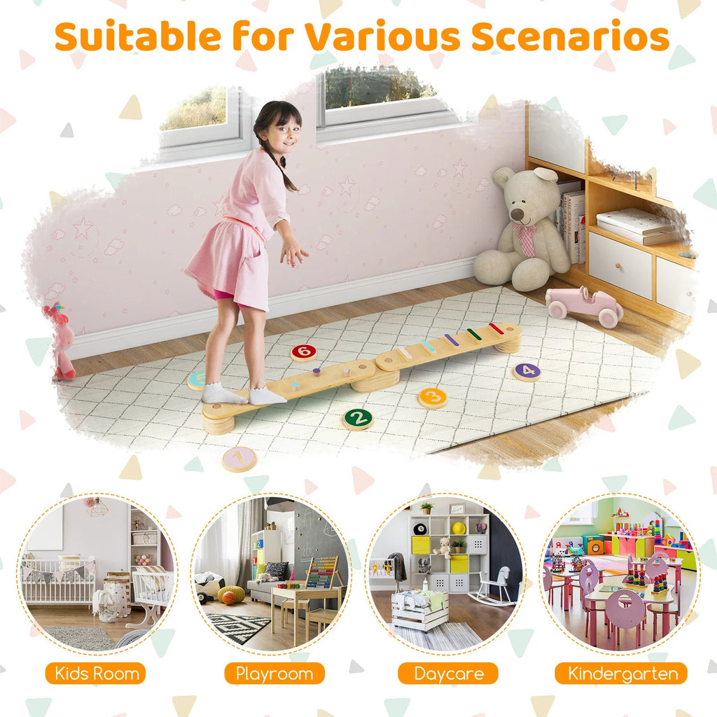 Buy Montessori Balance Beam Set with Stepping Stones | for kids by Learning Bugs UK