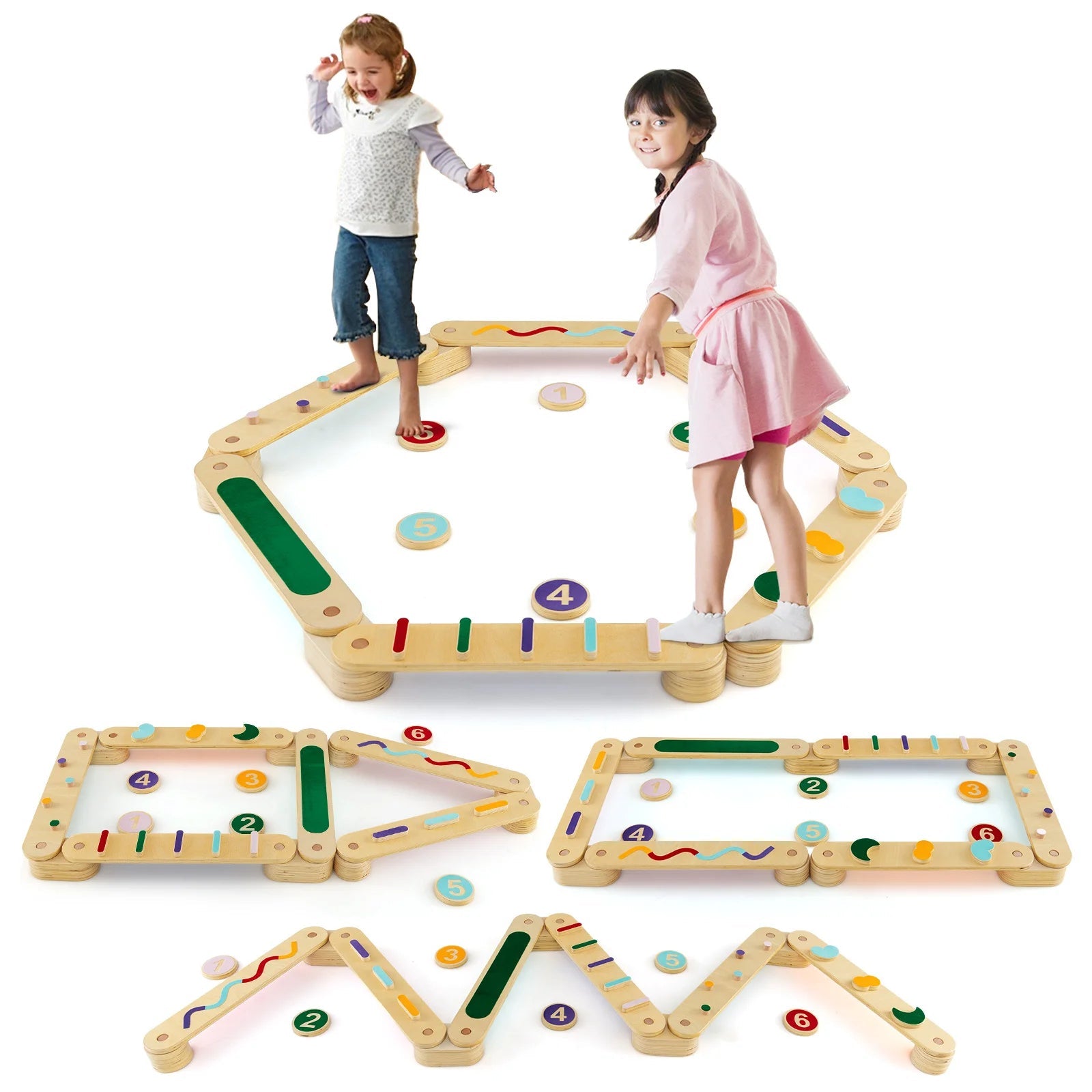 Buy Montessori Balance Beam Set with Stepping Stones | for kids by Learning Bugs UK