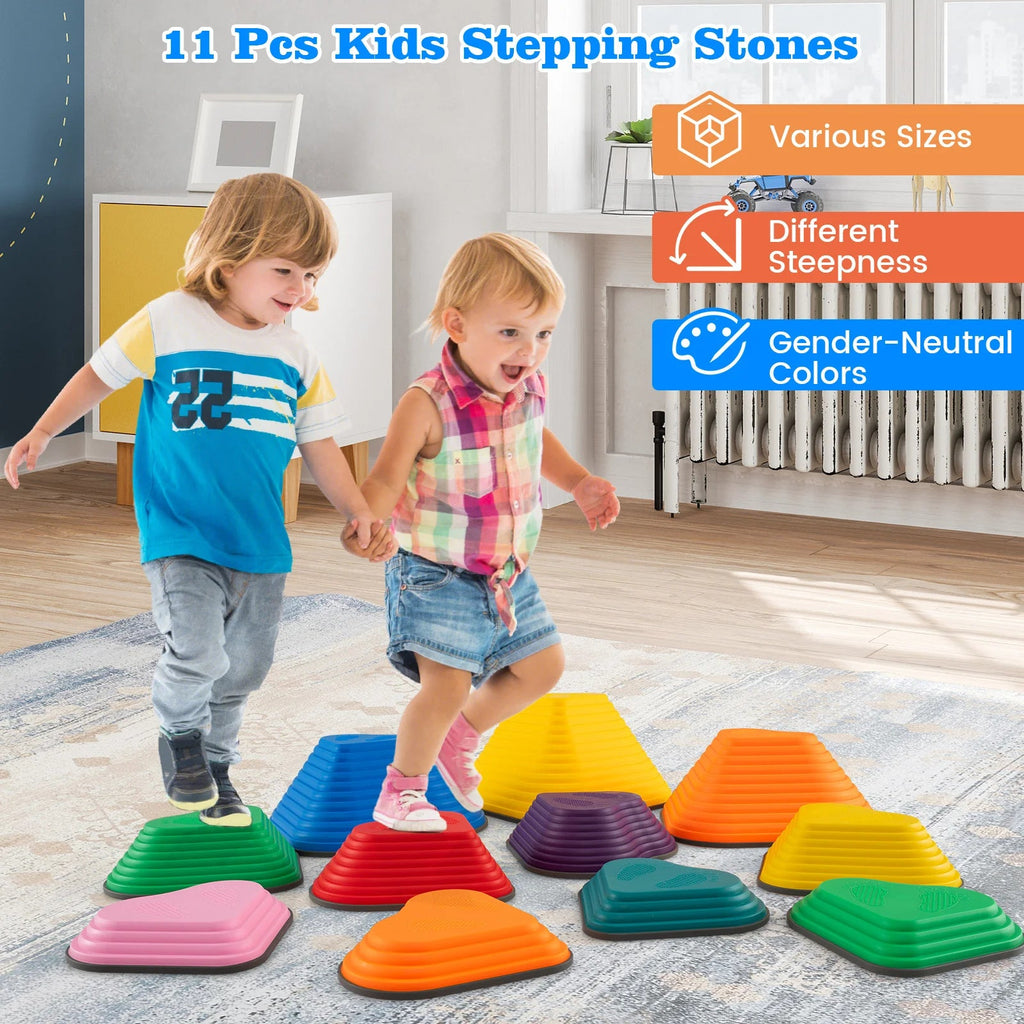 Buy Set of 11 Kids Stepping Stones Balance Blocks with Full Edge - Multicolor | for kids by Learning Bugs UK