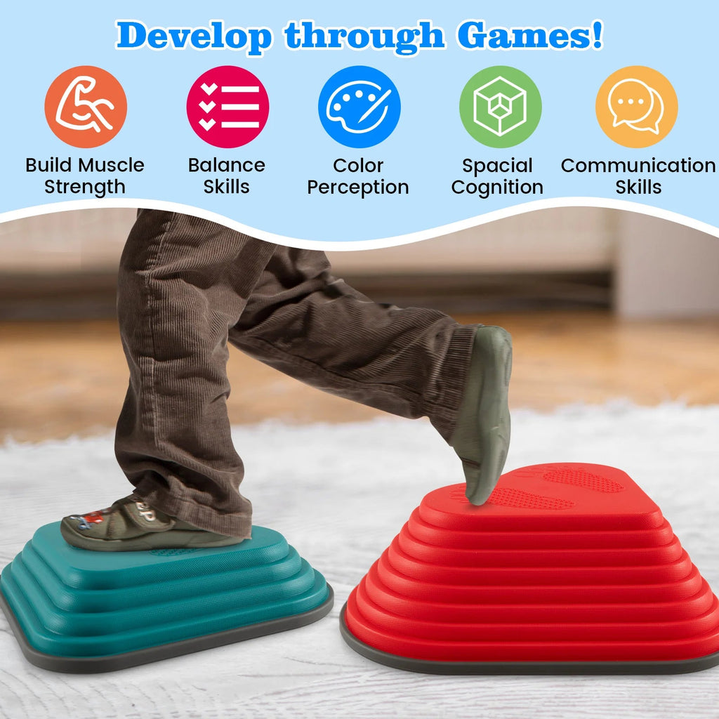 Buy Set of 11 Kids Stepping Stones Balance Blocks with Full Edge - Multicolor | for kids by Learning Bugs UK