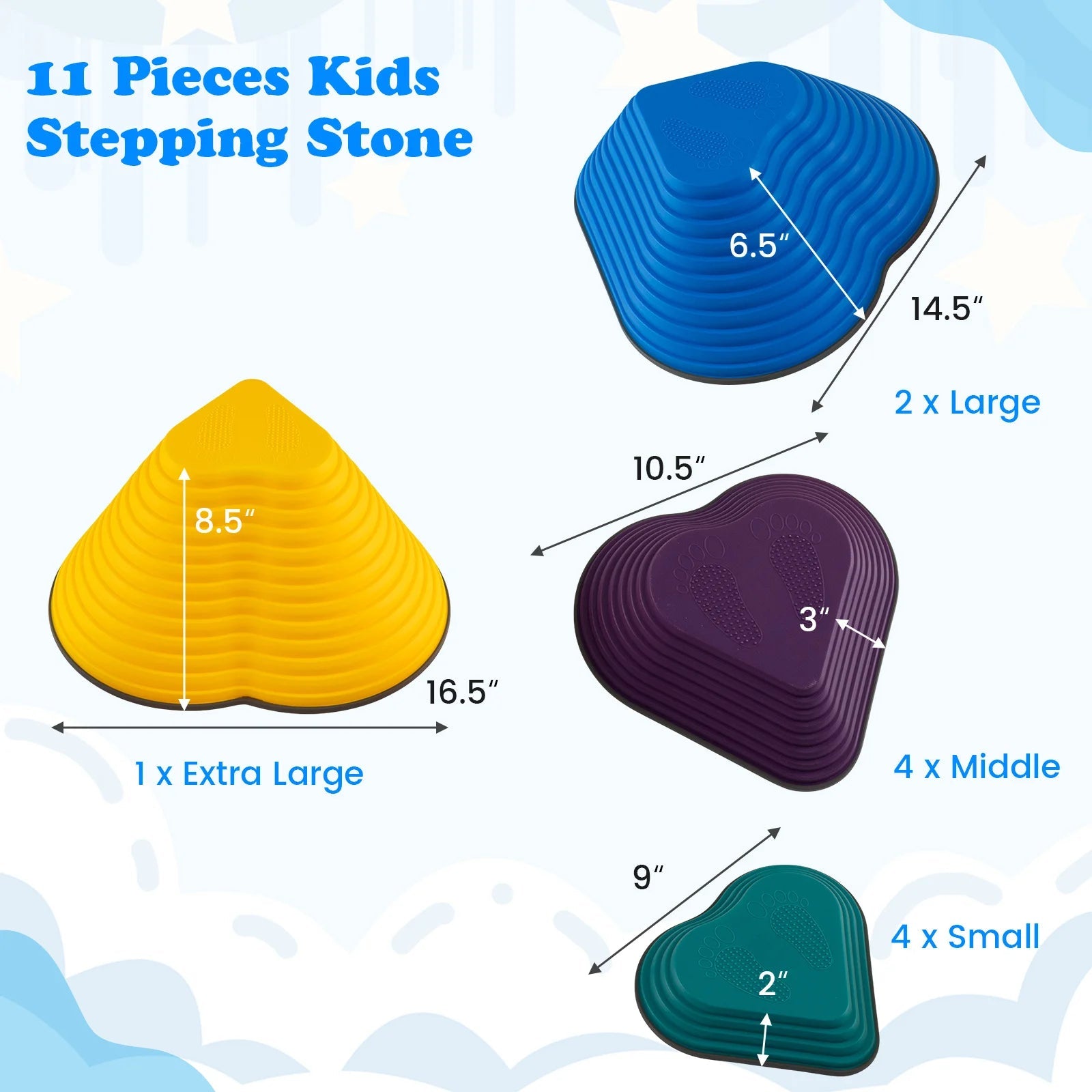 Buy Set of 11 Kids Stepping Stones Balance Blocks with Full Edge - Multicolor | for kids by Learning Bugs UK