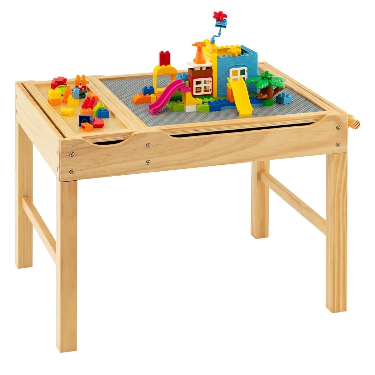 Buy Wooden Children Activity Table with Reversible Tabletop - Natural | for kids by Learning Bugs UK