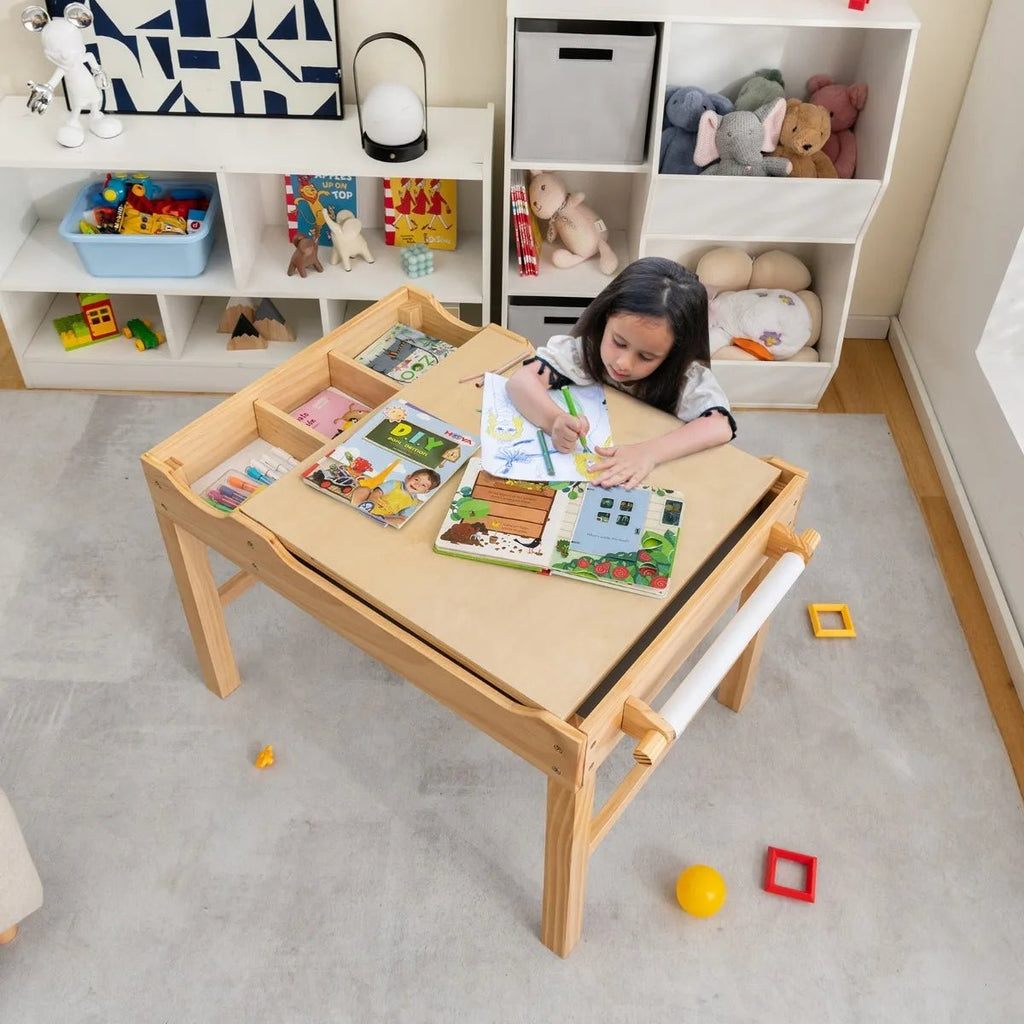 Buy Wooden Children Activity Table with Reversible Tabletop - Natural | for kids by Learning Bugs UK
