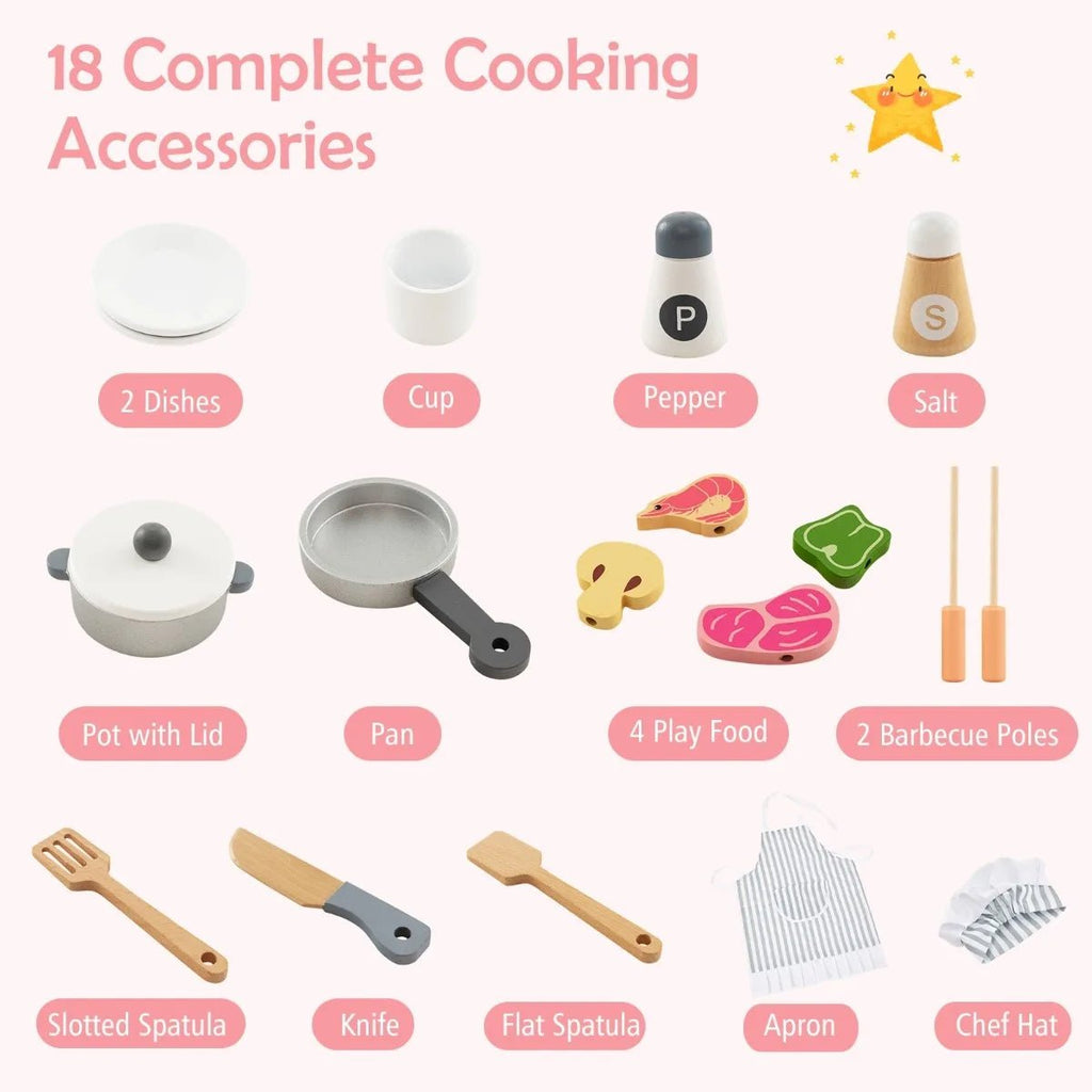 Buy Wooden Pretend Kids Play Kitchen Set with Realistic Range Hood | for kids by Learning Bugs UK