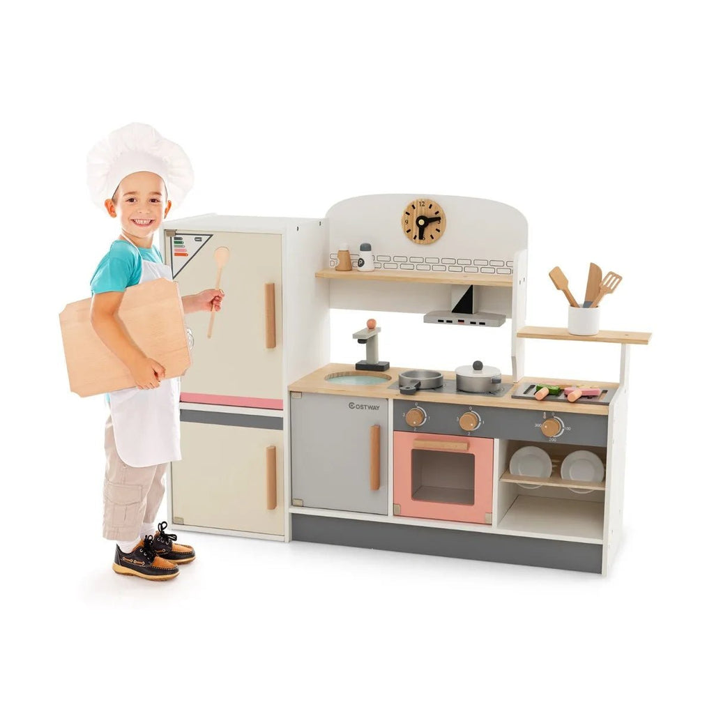 Buy Wooden Pretend Kids Play Kitchen Set with Realistic Range Hood | for kids by Learning Bugs UK