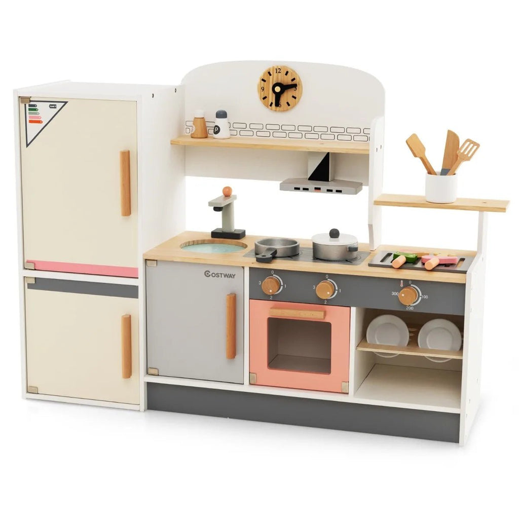 Buy Wooden Pretend Kids Play Kitchen Set with Realistic Range Hood | for kids by Learning Bugs UK