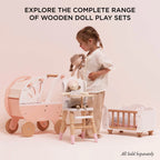Le Toy Van Doll's Wooden Cot – for children, available at Learning Bugs UK