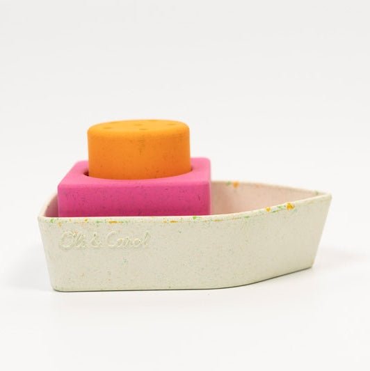 Oli & Carol Upcycled Boat Bath Toy Orange – Bath Toys for children, available at Learning Bugs UK