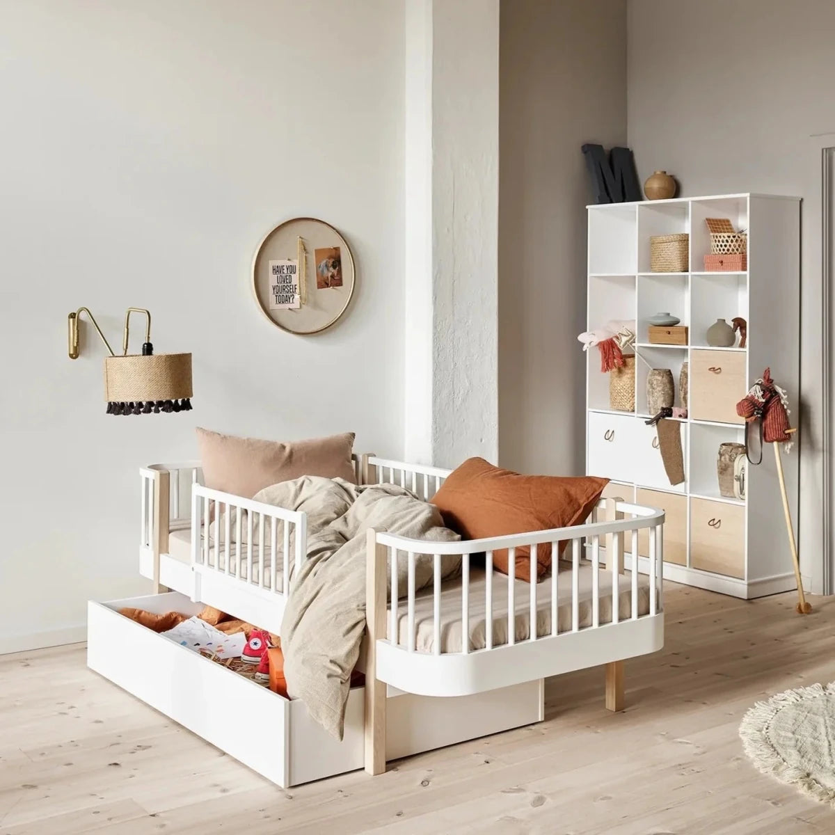 Wood Original Day Bed - White/Oak – Single Beds for children, available at Learning Bugs UK