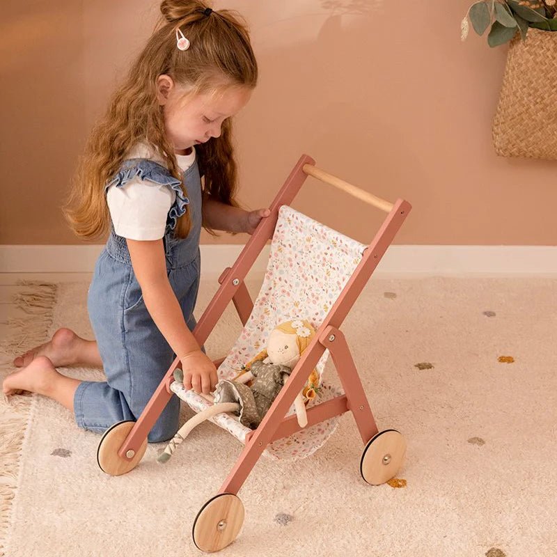 Buy Little Dutch Wooden Doll Stroller - Flowers & Butterflies | for kids by Learning Bugs UK