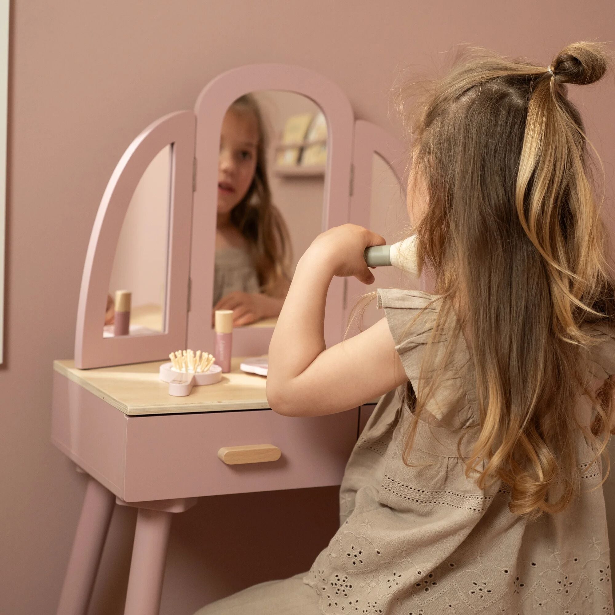 Little Dutch Large Wooden Vanity Table – for children, available at Learning Bugs UK