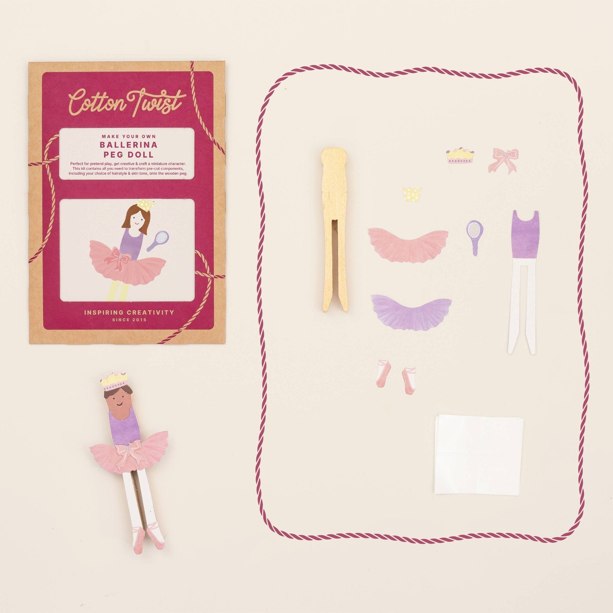 Buy Make Your Own Ballerina Peg Doll | Art and Craft Box for kids by Learning Bugs UK