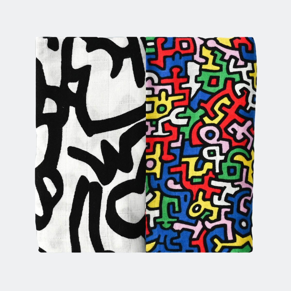 ETTA LOVES x KEITH HARING 2 Pack Muslin Squares – Muslin squares for children, available at Learning Bugs UK
