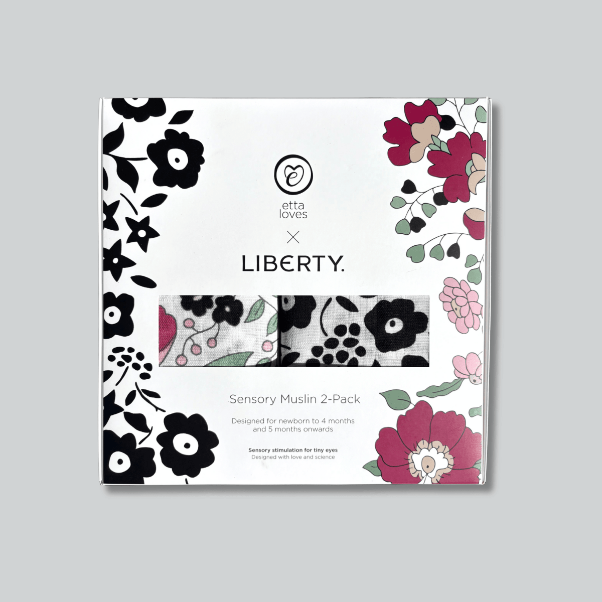ETTA LOVES x LIBERTY – Sensory Muslin 2-Pack – Muslin squares for children, available at Learning Bugs UK