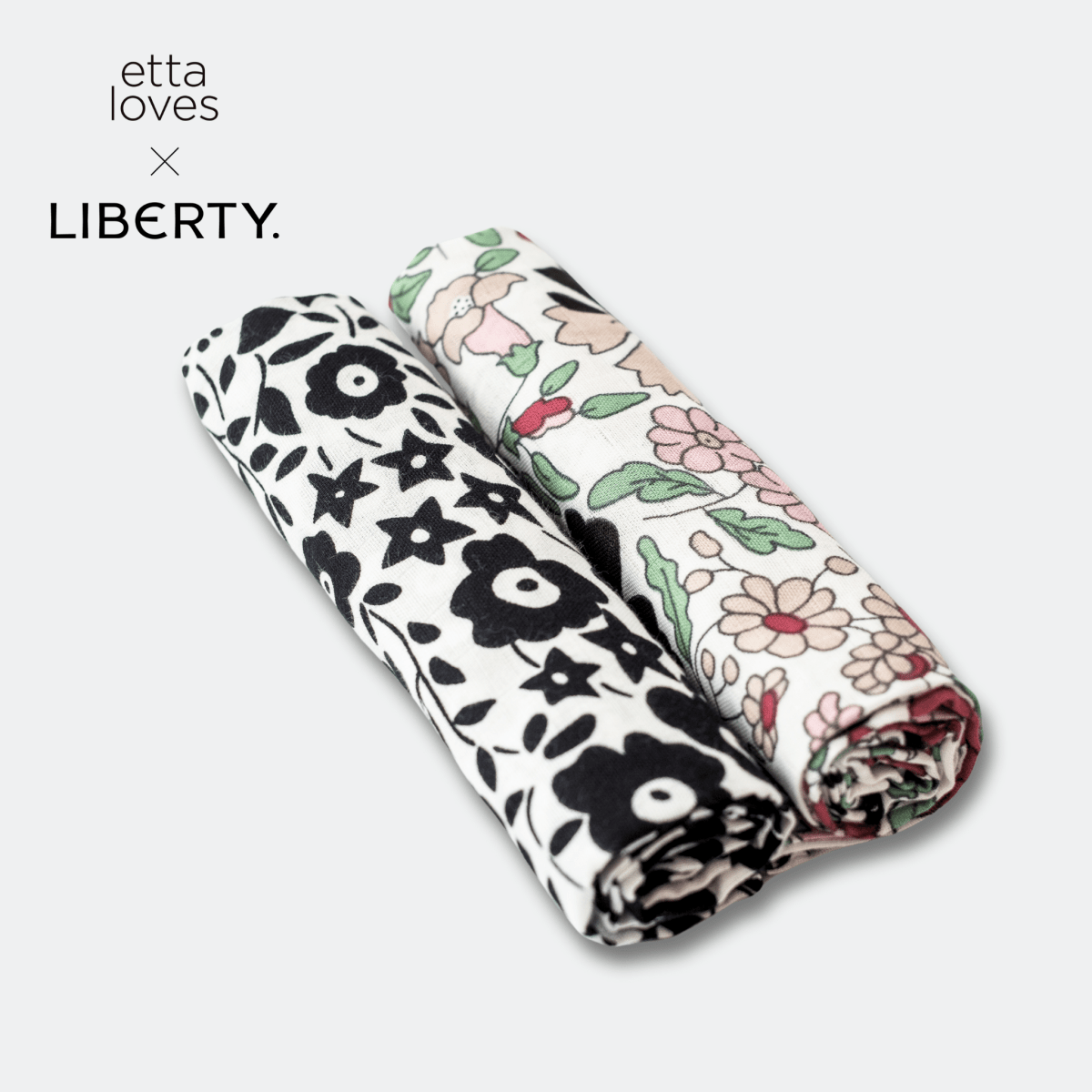 ETTA LOVES x LIBERTY – Sensory Muslin 2-Pack – Muslin squares for children, available at Learning Bugs UK