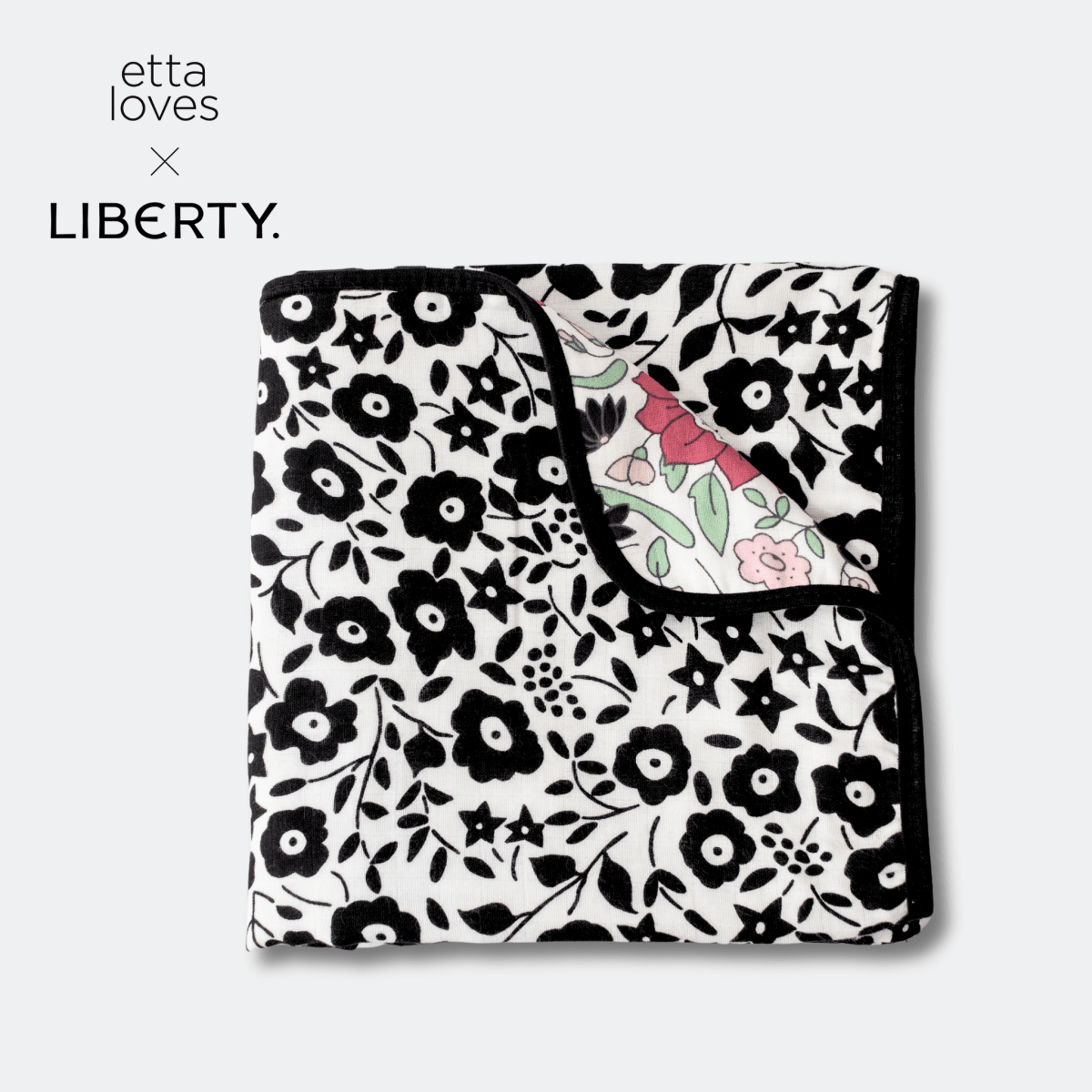 ETTA LOVES x LIBERTY – Sensory Muslin Blanket - Reversible – Blankets for children, available at Learning Bugs UK