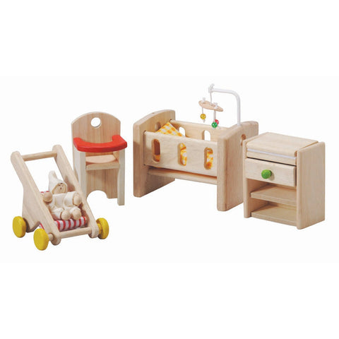 PlanToys Wooden Dolls House Nursery Furniture Set