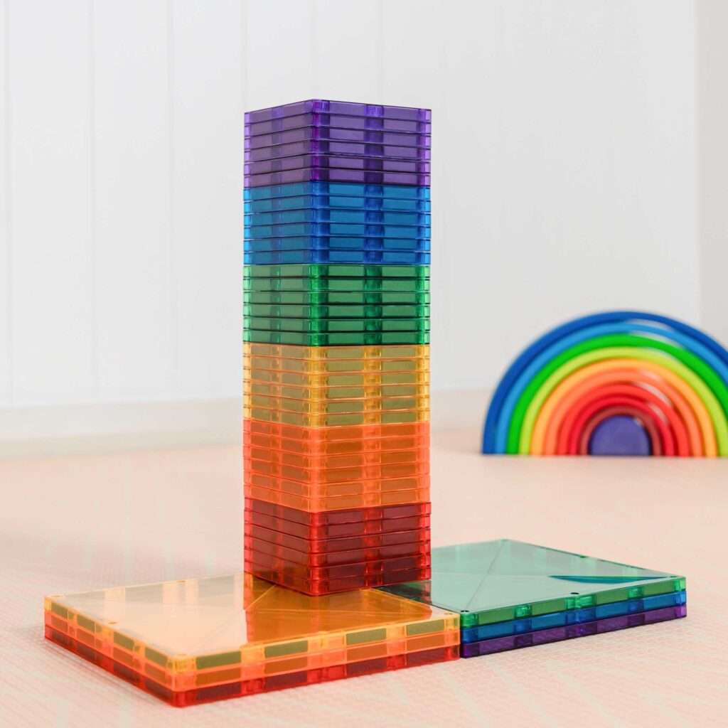 Connetix Tiles - 42 Piece Rainbow Square Pack by Connetix - Learning Bugs UK
