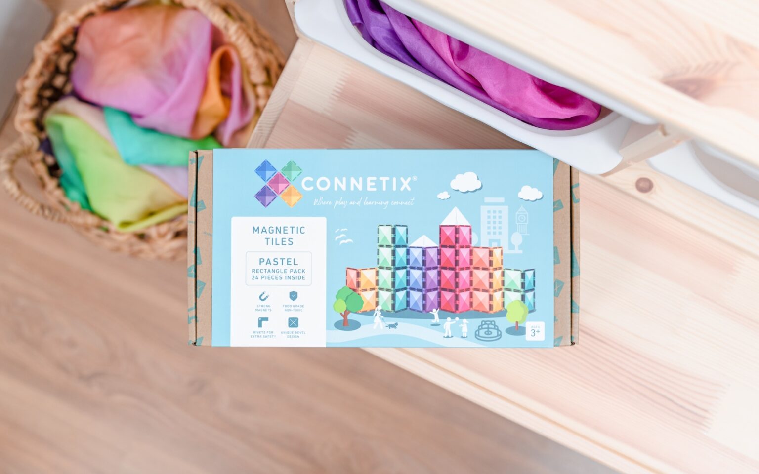 Connetix Tiles - 24 Piece Pastel Rectangle Pack by Connetix - Learning Bugs UK