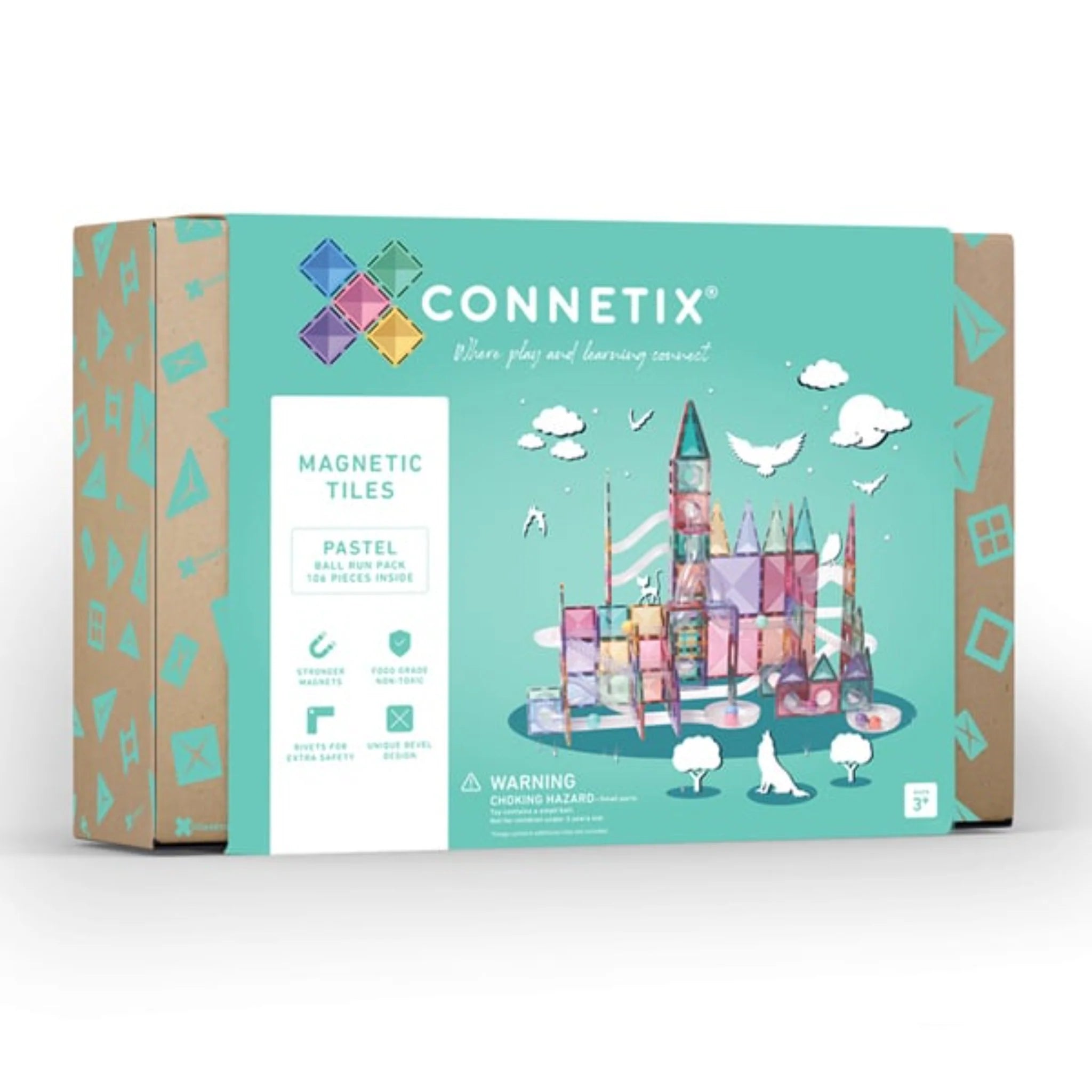 Connetix Tiles - 106 Piece Pastel Ball Run Pack by Connetix - Learning Bugs UK