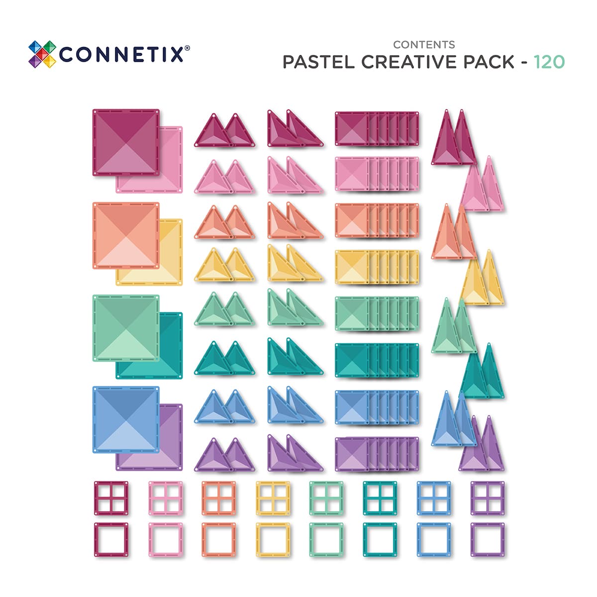 Connetix Tiles - 120 Piece Pastel Creative Pack by Connetix - Learning Bugs UK