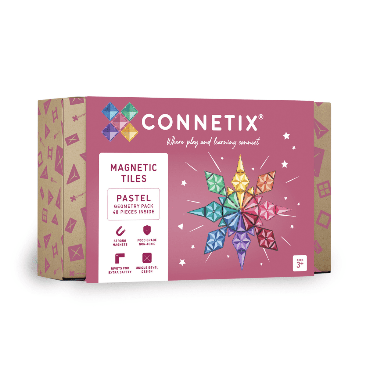 Connetix Tiles - 40 Piece Pastel Geometry Pack by Connetix - Learning Bugs UK