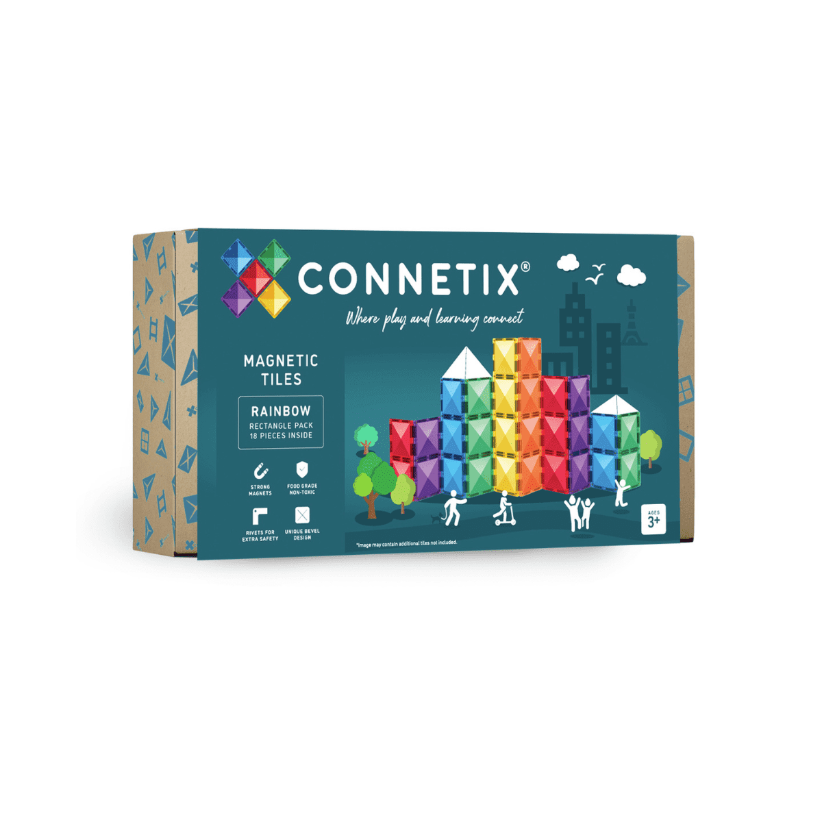 Connetix Rainbow Rectangle Pack (18 pc) by Connetix - Learning Bugs UK