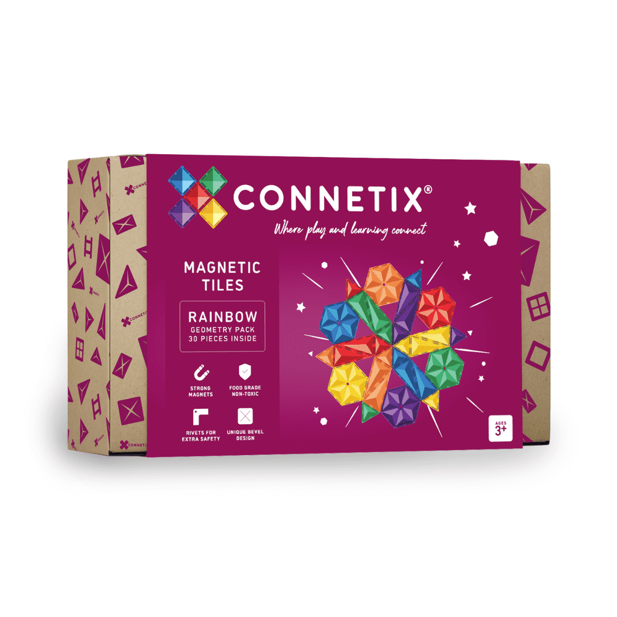 Connetix Tiles - 30 Piece Rainbow Geometry Pack by Connetix - Learning Bugs UK