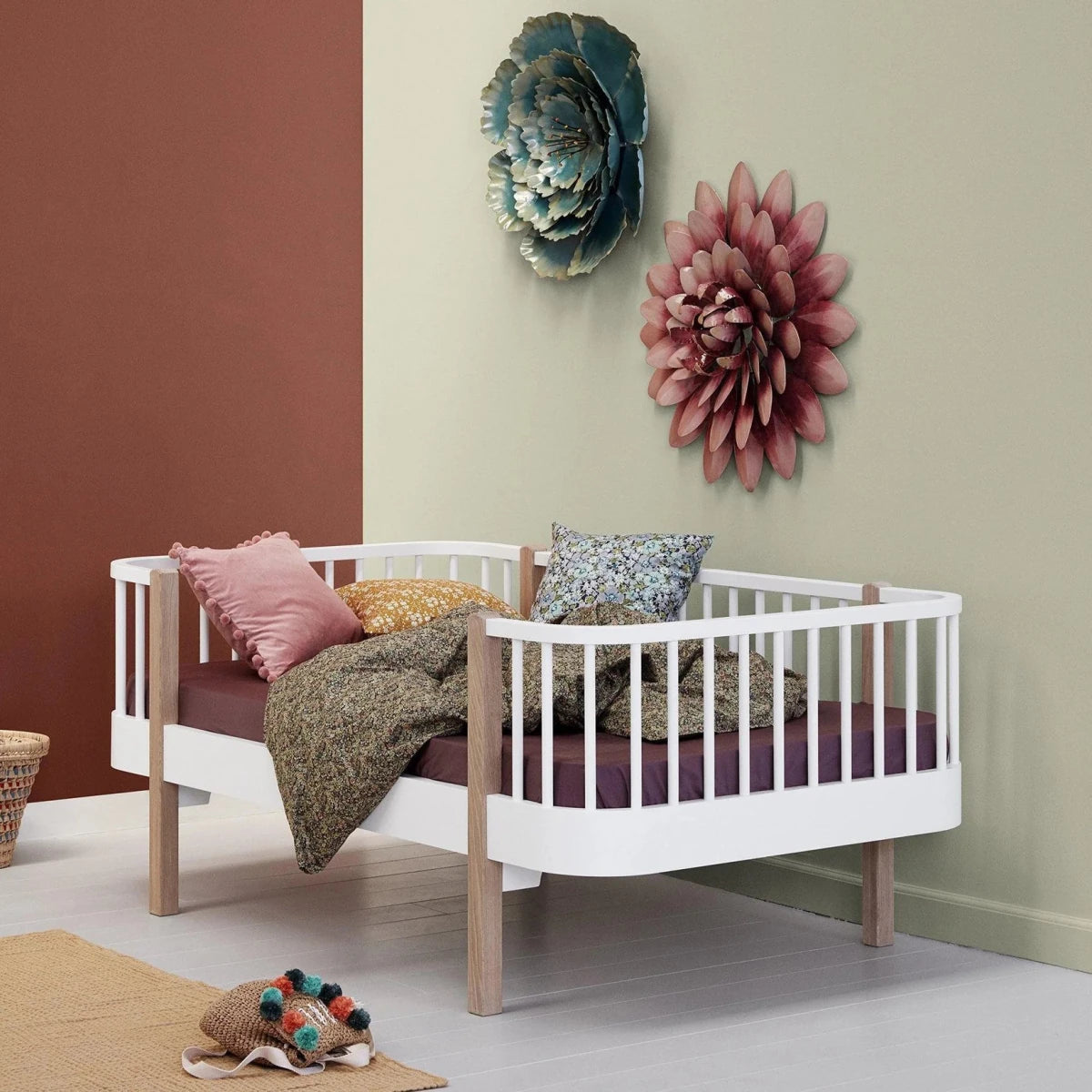 Oliver Furniture Wood Original Junior Day Bed - White/Oak – Junior Beds for children, available at Learning Bugs UK