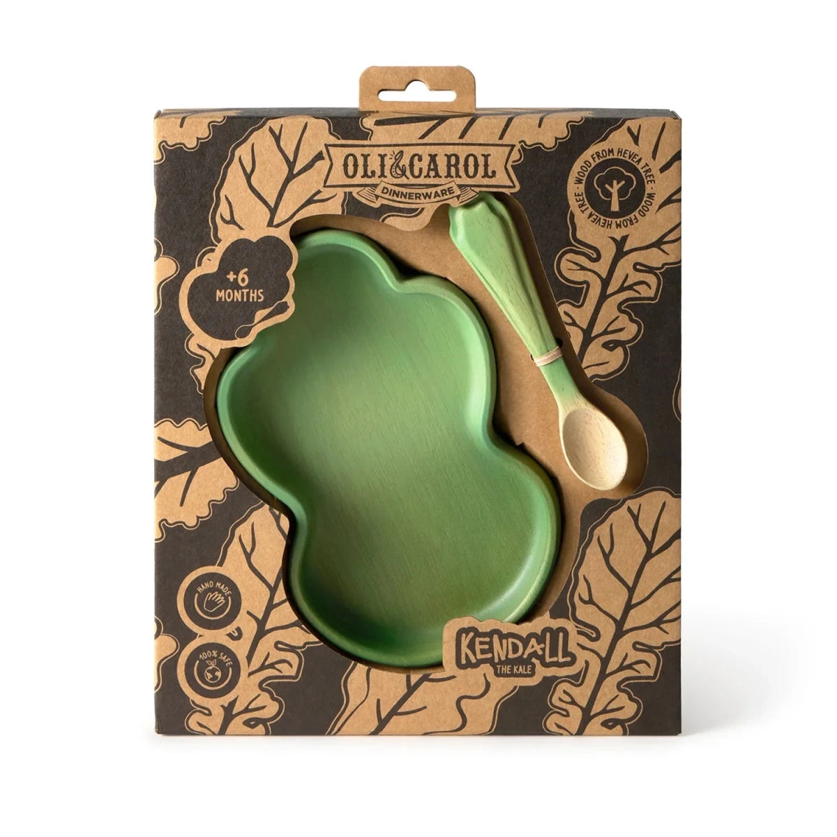 Oli&Carol Kendall the Kale Plate and Spoon Set – Tableware & Cutlery for children, available at Learning Bugs UK