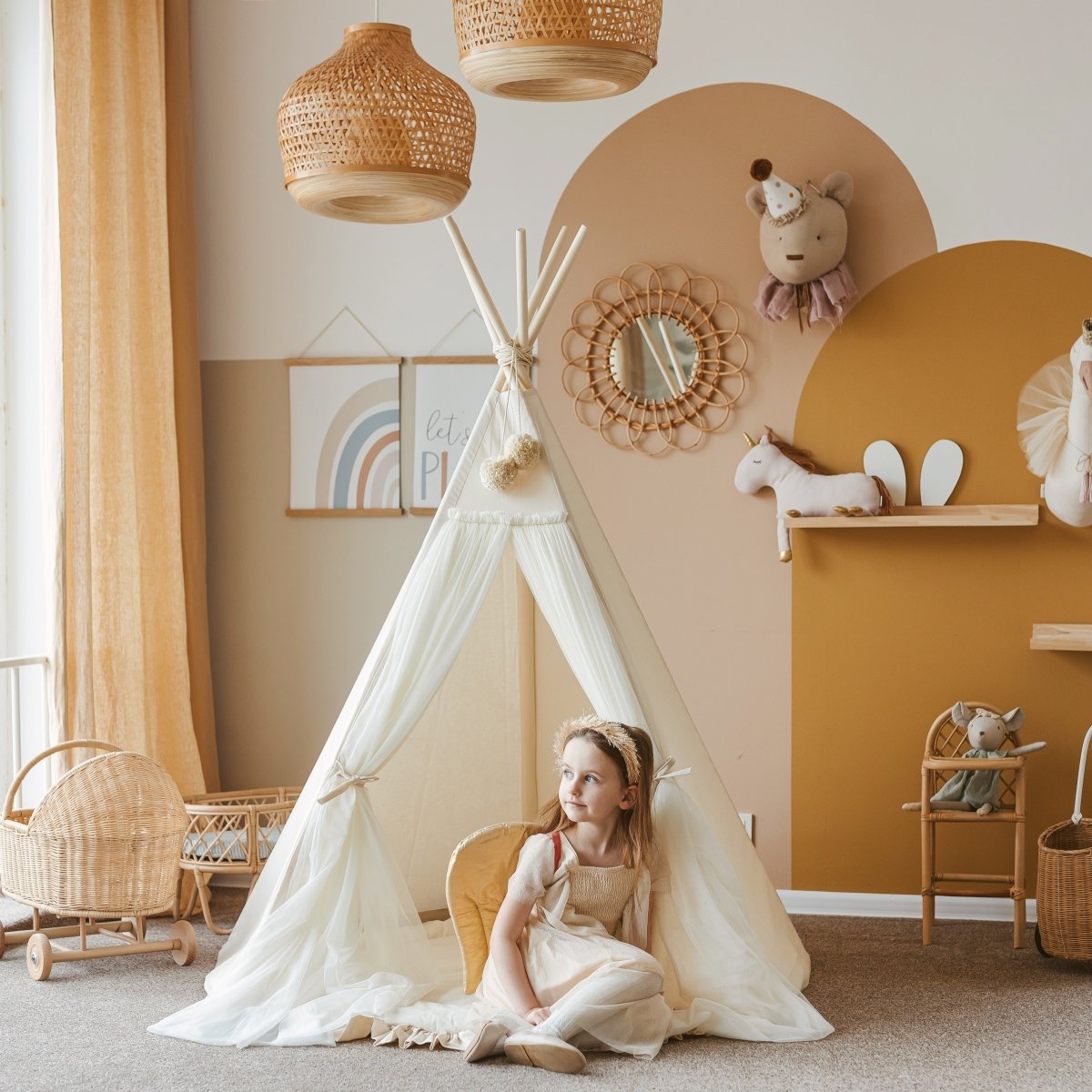 MINICAMP Fairy Kids Play Tent with Tulle in Rose – Teepees for children, available at Learning Bugs UK