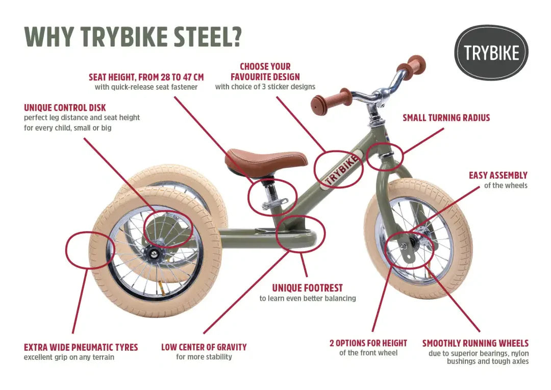 Trybike Steel White Balance Bike