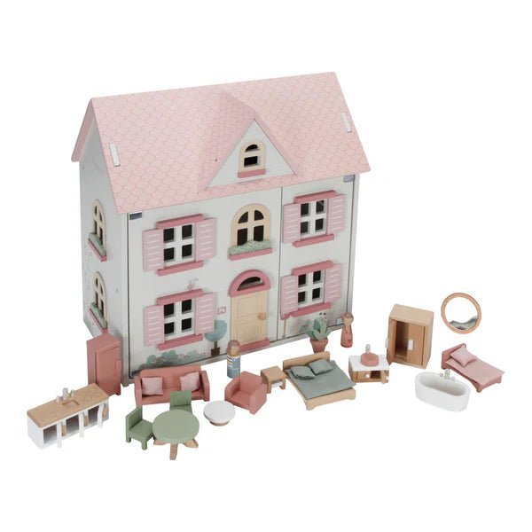 Buy Little Dutch Wooden Dollhouse - 25‑Piece Playhouse with Furniture | for kids by Learning Bugs UK