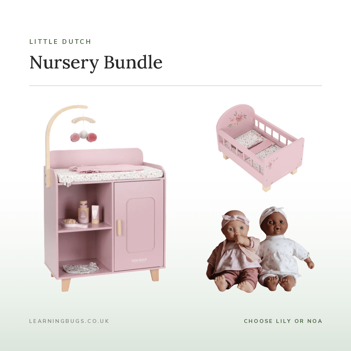 Wooden Doll Changing Table FSC – for children, available at Learning Bugs UK