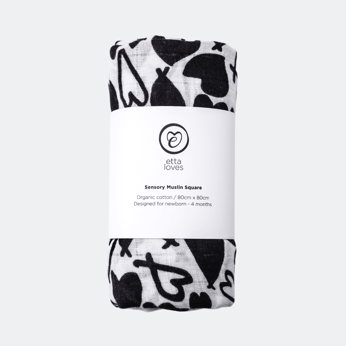 Love Heart Single Sensory Muslin – Muslin squares for children, available at Learning Bugs UK