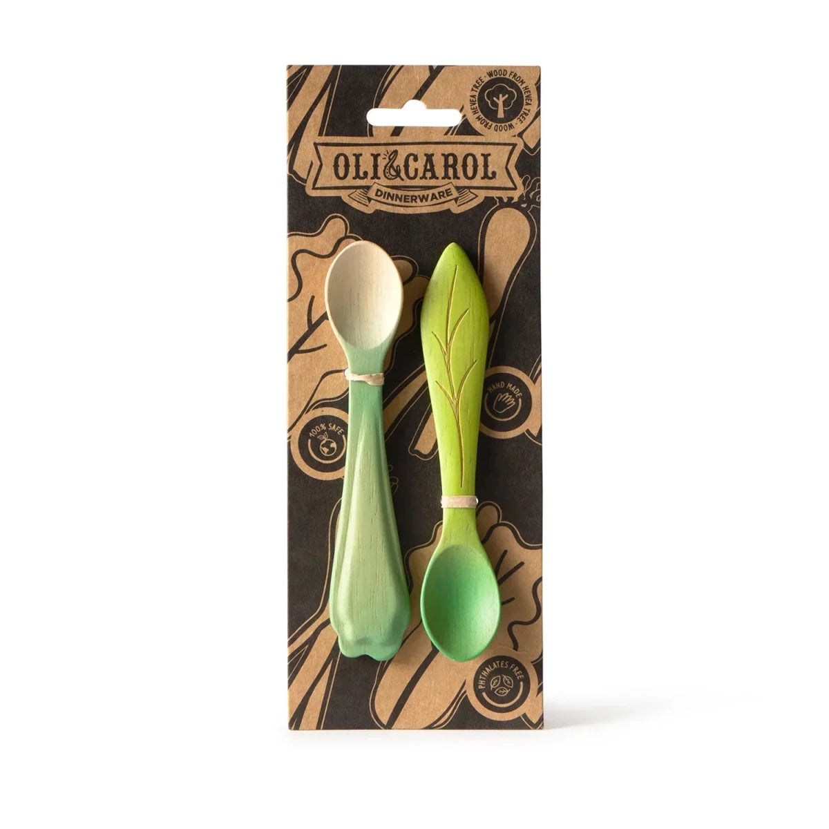Oli&Carol Spoon Pack - Leek and Kale – Tableware & Cutlery for children, available at Learning Bugs UK