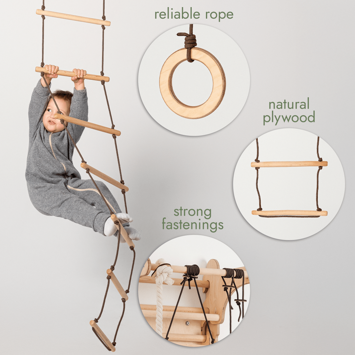 Goodevas 3 in 1 Wooden Swing Set – Swing Set for children, available at Learning Bugs UK