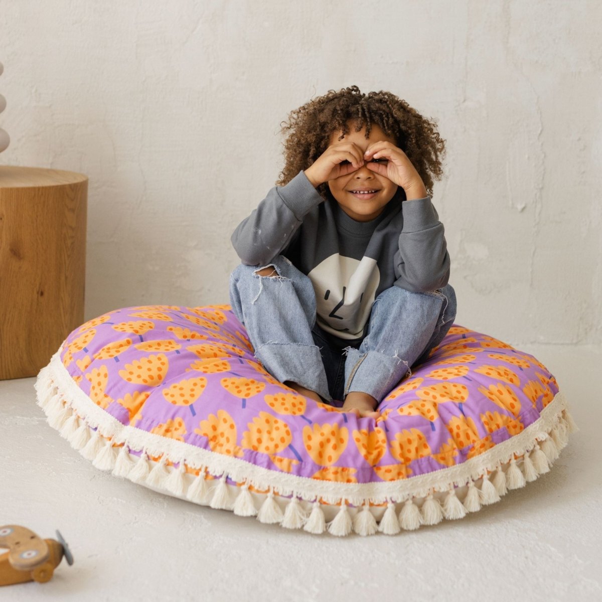 MINICAMP Large Kids Floor Cushion in Vibrant Tulip Pattern – Floor Pillows for children, available at Learning Bugs UK