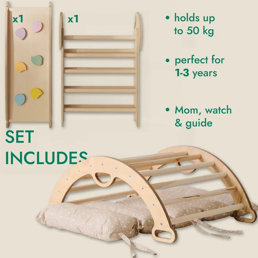 Goodevas 4 in 1 Montessori Climbing Frame with Cushion – Climbing Frame for children, available at Learning Bugs UK