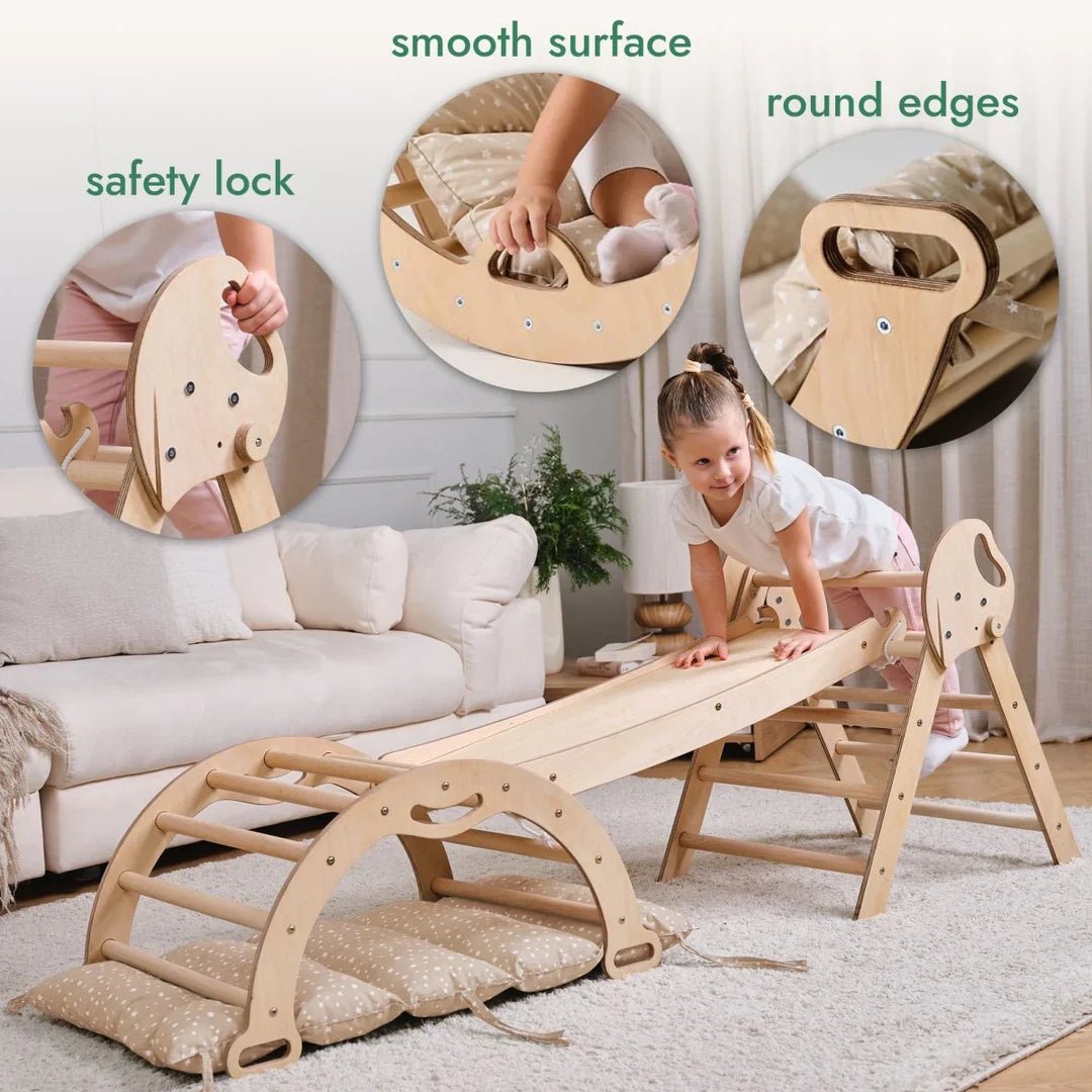 Goodevas 4 in 1 Montessori Climbing Frame with Cushion – Climbing Frame for children, available at Learning Bugs UK