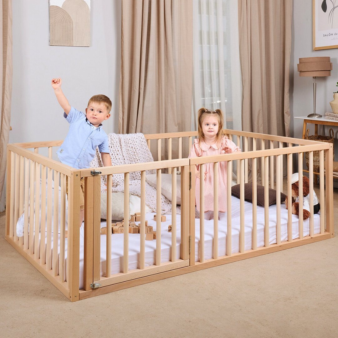 Goodevas Montessori Floor Bed with Fence – Beds for children, available at Learning Bugs UK